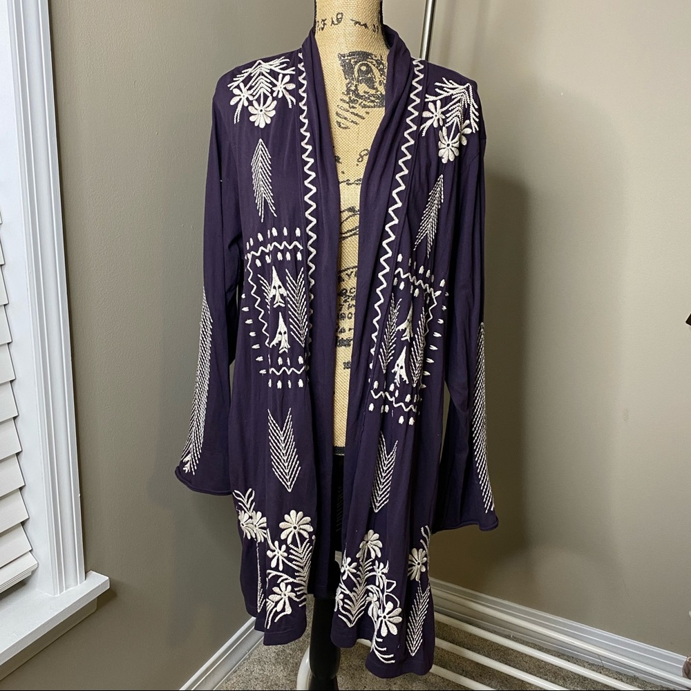 Johnny Was Arrowhead Embroidered Cardigan